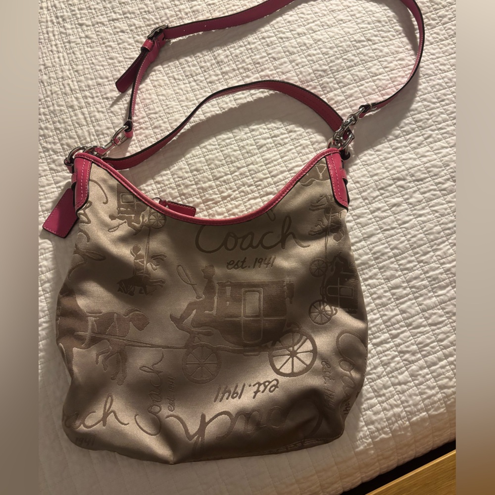 Coach Beige and Pink Shoulder Bag